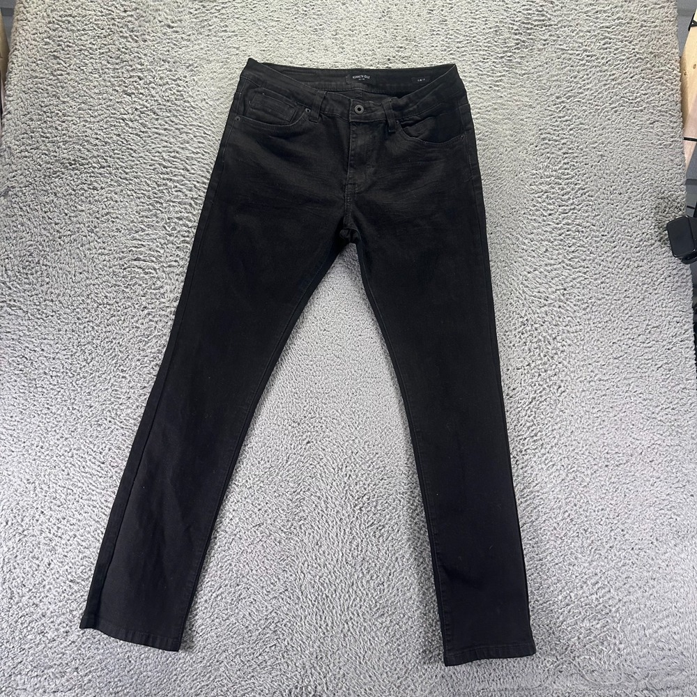 Kenneth Cole Jeans Mens 32x32 Black Cotton Denim Straight Leg Slim Fit Stretch